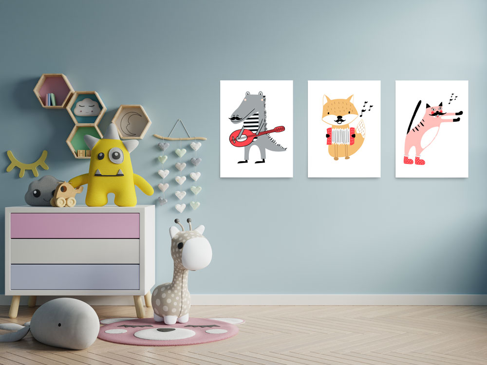 Music-Animals-mockup-wall-children-s-room-wall-dark-blue-colors-background Music Animals mockup wall children s room wall dark blue colors background