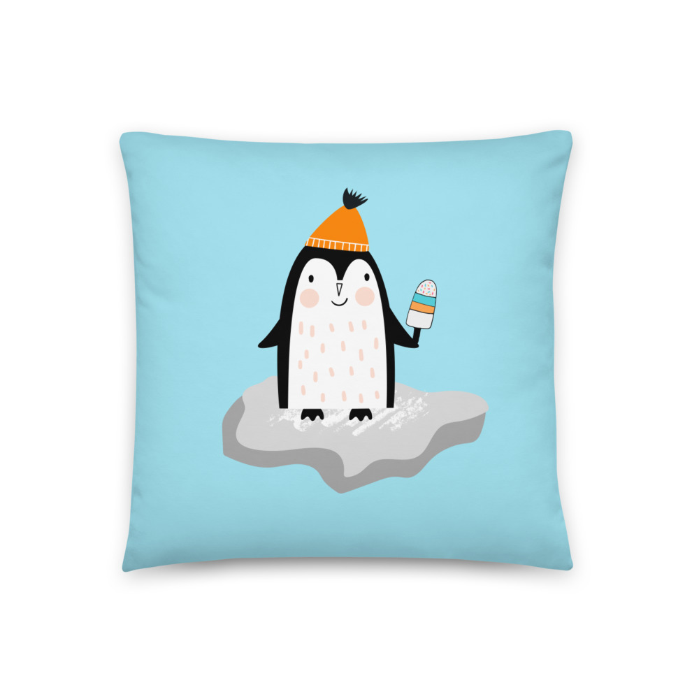 all-over-print-pillow-18x18-penguin-icecream-blue-hat all-over-print-pillow-18x18-penguin-icecream-blue-hat