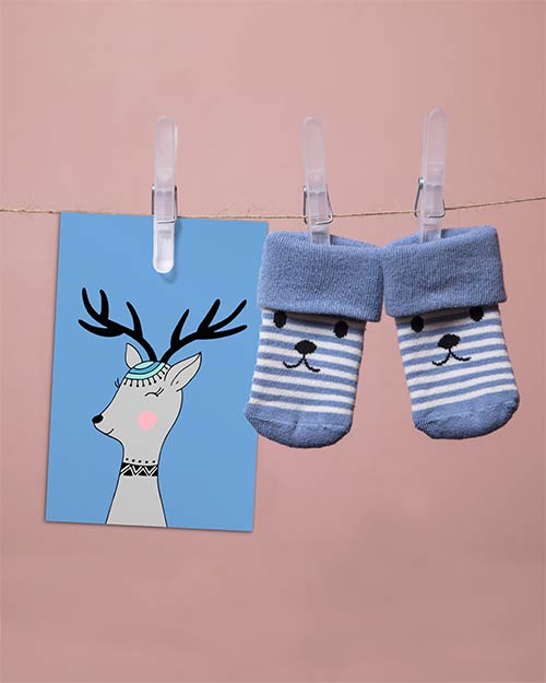 cheeky chappy card with deer print for room decor