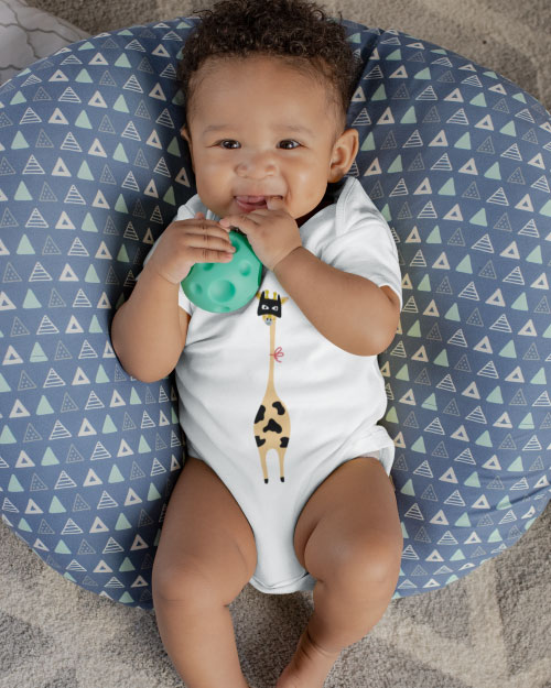 sweet baby boy big pillow wearing batman giraffe baby bodysuit cheeky chappy free shipping